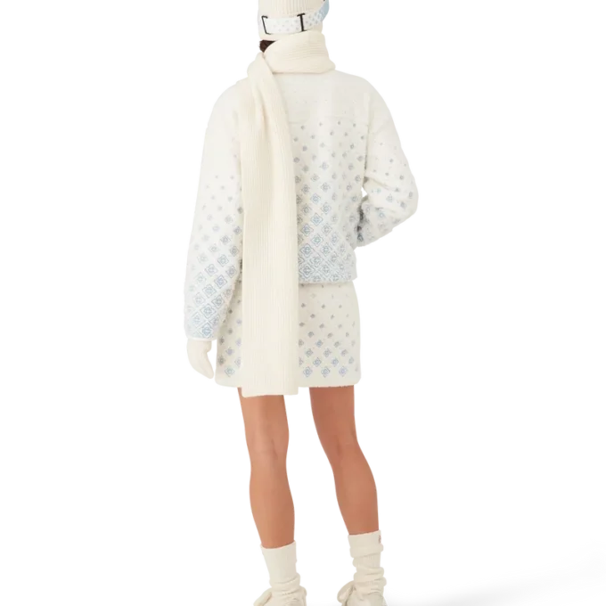 Nakışlı Gradyan Monogramlı Kısa Polar Ceket