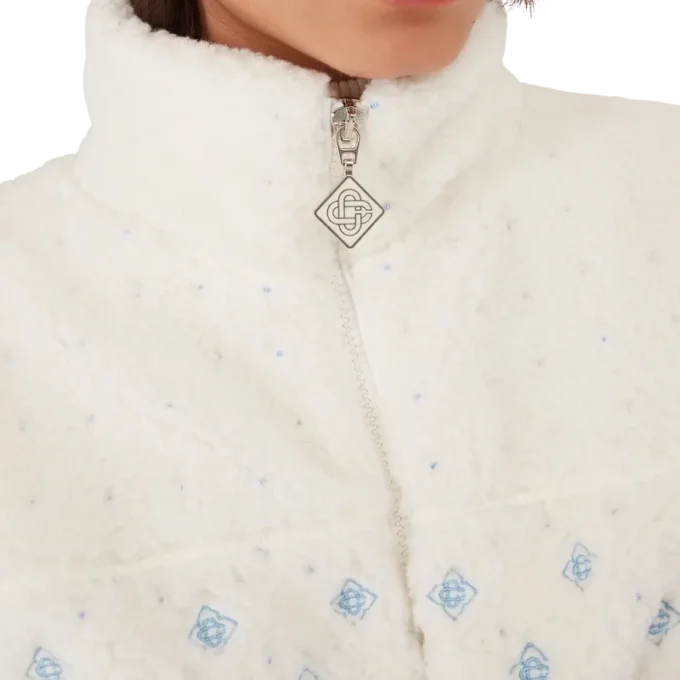 Nakışlı Gradyan Monogramlı Kısa Polar Ceket