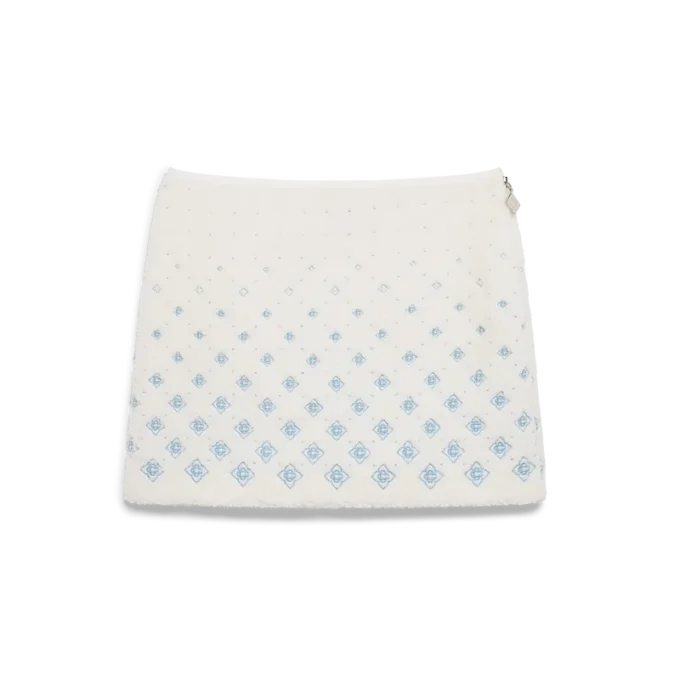 Nakışlı Gradyan Monogramlı Polar Mini Etek Nakışlı Gradyan Monogramlı Polar Mini Etek