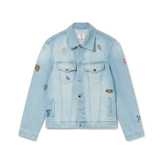 Nakışlı Motifli Denim Ceket Nakışlı Motifli Denim Ceket
