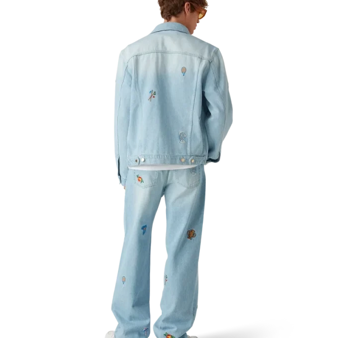 Nakışlı Motifli Denim Ceket Nakışlı Motifli Denim Ceket