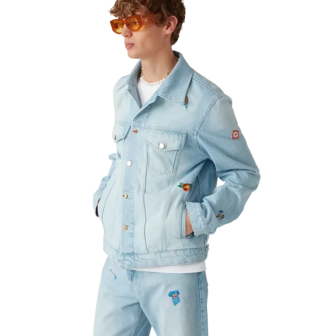 Nakışlı Motifli Denim Ceket Nakışlı Motifli Denim Ceket