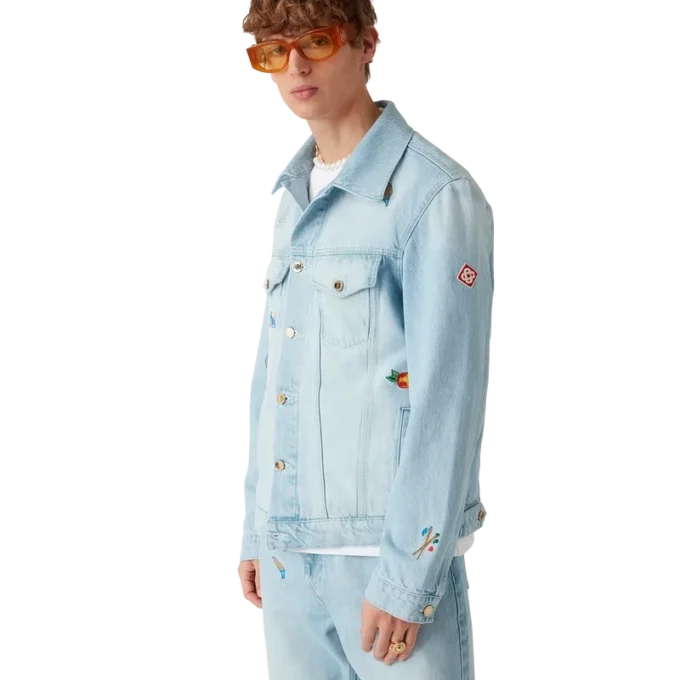 Nakışlı Motifli Denim Ceket Nakışlı Motifli Denim Ceket