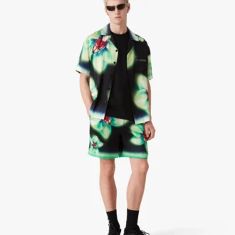 Orchid Glitch Kısa Kollu İpek Gömlek