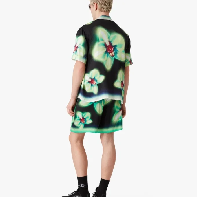 Orchid Glitch Kısa Kollu İpek Gömlek Orchid Glitch Kısa Kollu İpek Gömlek