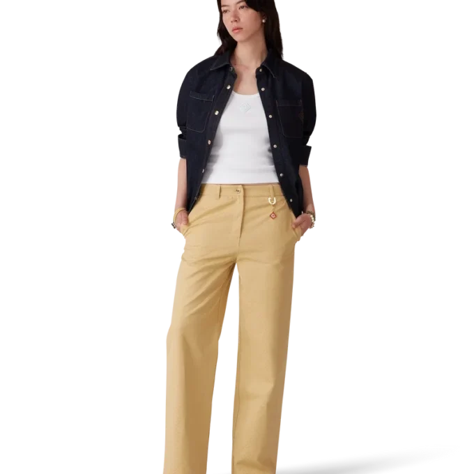 Pamuklu Monogram Jakarlı Pantolonlar Pamuklu Monogram Jakarlı Pantolonlar
