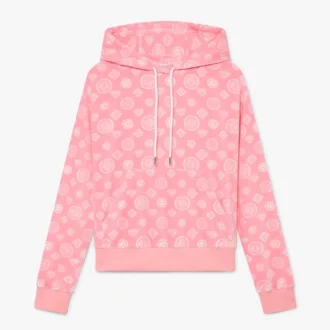 Pembe Kadife Monogram Kapüşonlu Sweatshirt