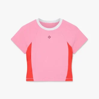 Pembe Monogram Kısa Kollu Rash Şortu