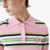 Pembe ve Yeşil Çizgili Dar Kesim Polo Yaka Tişört Pembe ve Yeşil Çizgili Dar Kesim Polo Yaka Tişört