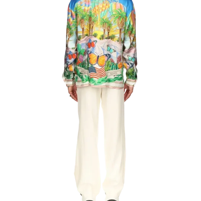 Psychedelic Küba Yakalı İpek Gömlek
