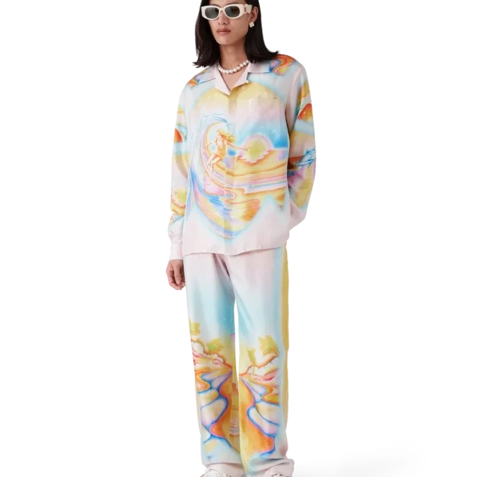 Psychedelic Nirvana Uzun Kollu İpek Gömlek