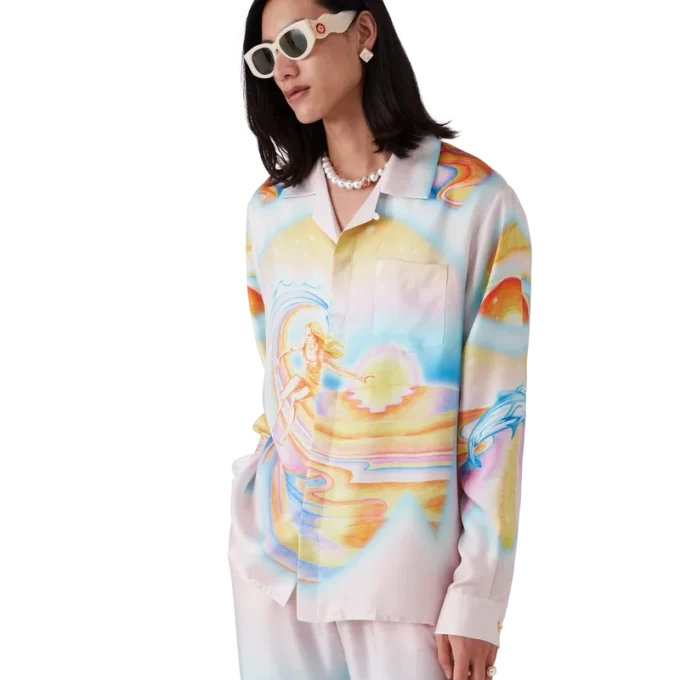 Psychedelic Nirvana Uzun Kollu İpek Gömlek