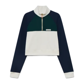 Renk Bloklu Çeyrek Fermuarlı Kısa Sweatshirt