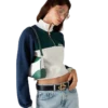 Renk Bloklu Çeyrek Fermuarlı Kısa Sweatshirt