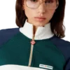 Renk Bloklu Çeyrek Fermuarlı Kısa Sweatshirt