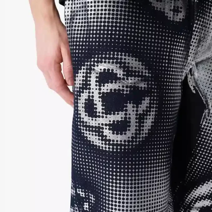 Sedefli Monogram Denim Şortlar Sedefli Monogram Denim Şortlar