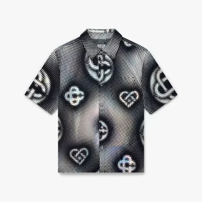 Sedefli Monogram Kısa Kollu Denim Gömlek Sedefli Monogram Kısa Kollu Denim Gömlek