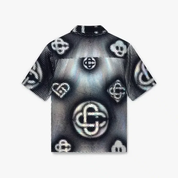 Sedefli Monogram Kısa Kollu Denim Gömlek Sedefli Monogram Kısa Kollu Denim Gömlek