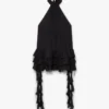Siyah Georgette Çift Fırfırlı Mini Elbise Siyah Georgette Çift Fırfırlı Mini Elbise