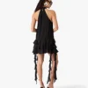 Siyah Georgette Çift Fırfırlı Mini Elbise Siyah Georgette Çift Fırfırlı Mini Elbise
