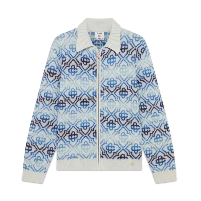 Space Dye Monogram Uzun Kollu Merinos Hırka