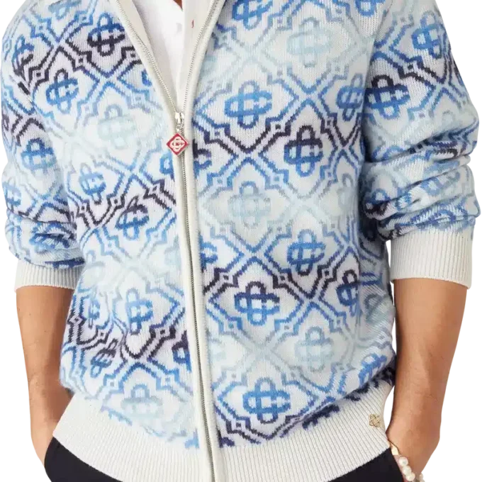 Space Dye Monogram Uzun Kollu Merinos Hırka