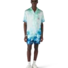Surf Lotus Kısa Kollu İpek Gömlek Şortlar Surf Lotus Kısa Kollu İpek Gömlek Şortlar