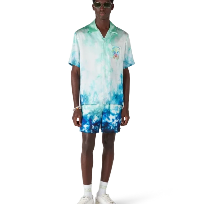 Surf Lotus Kısa Kollu İpek Gömlek Şortlar Surf Lotus Kısa Kollu İpek Gömlek Şortlar