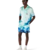Surf Lotus Kısa Kollu İpek Gömlek Şortlar Surf Lotus Kısa Kollu İpek Gömlek Şortlar