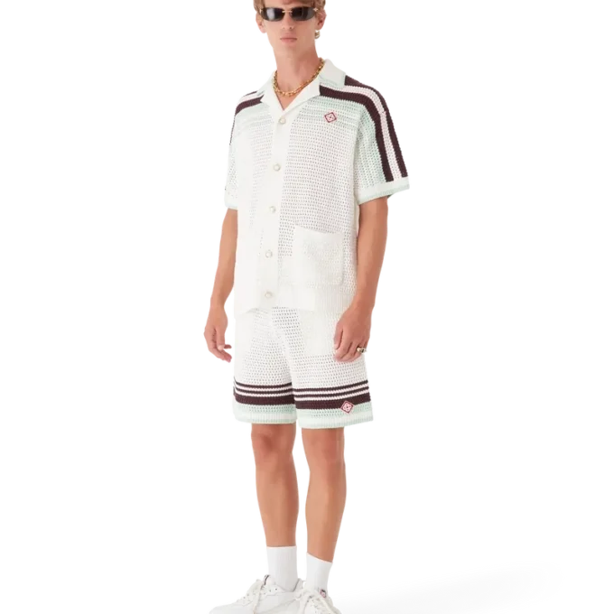 Tenis Pamuklu Kroşe Kısa Kollu Gömlek Şortları Tenis Pamuklu Kroşe Kısa Kollu Gömlek Şortları