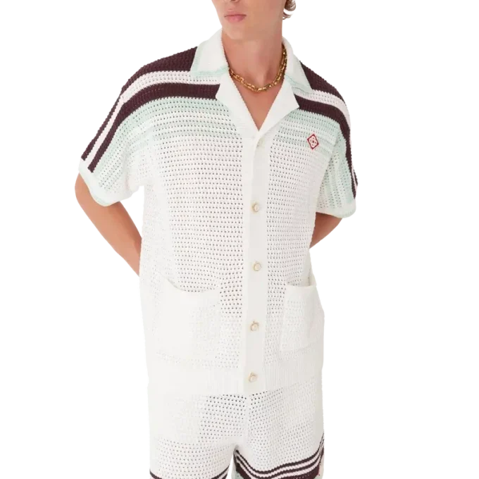 Tenis Pamuklu Kroşe Kısa Kollu Gömlek Şortları Tenis Pamuklu Kroşe Kısa Kollu Gömlek Şortları