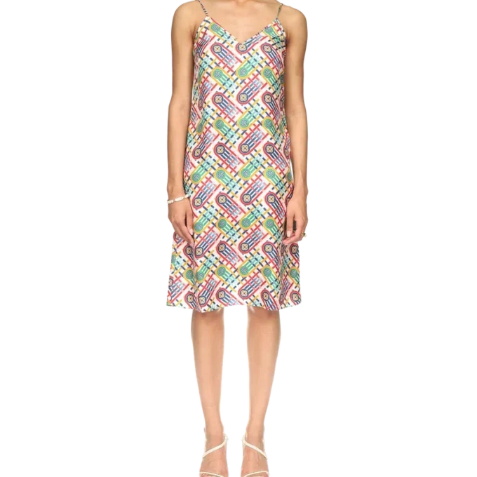 Tennis Monogram İpek Slip Elbise