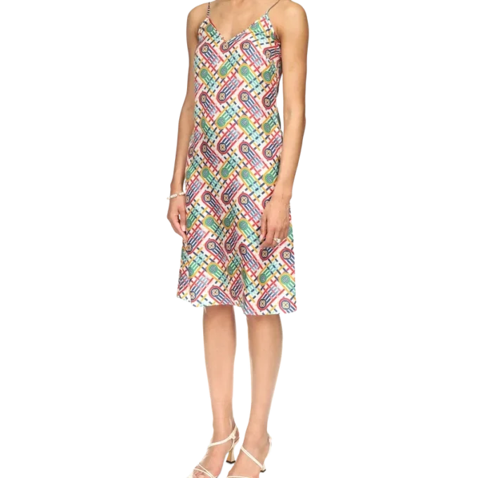 Tennis Monogram İpek Slip Elbise