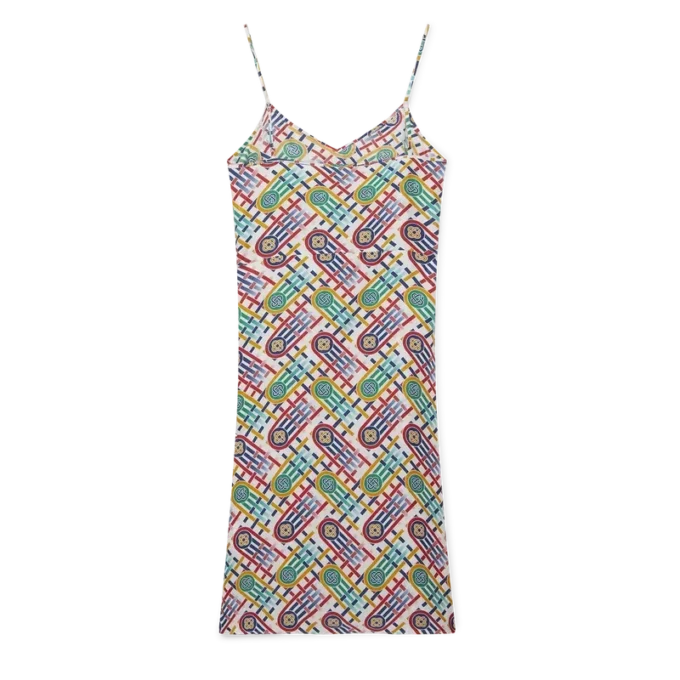 Tennis Monogram İpek Slip Elbise