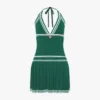 Yeşil Pileli Halter Mini Elbise Yeşil Pileli Halter Mini Elbise