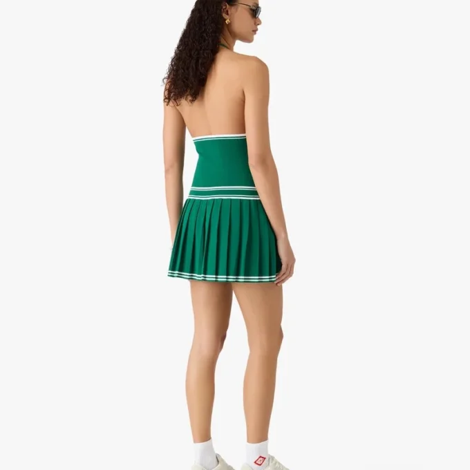 Yeşil Pileli Halter Mini Elbise Yeşil Pileli Halter Mini Elbise