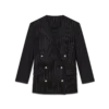 Yünlü İnce Çizgili Oversized Blazer Yünlü İnce Çizgili Oversized Blazer