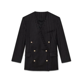 Yünlü İnce Çizgili Oversized Blazer