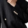 Yünlü İnce Çizgili Oversized Blazer Yünlü İnce Çizgili Oversized Blazer